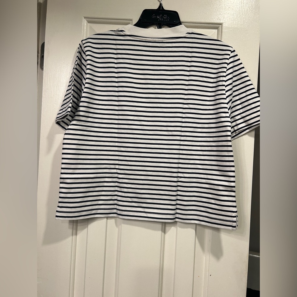 J.Crew Women's Relaxed Premium Weight Cropped TShirt Classic Ivory Stripe XS NWT - Picture 7 of 10
